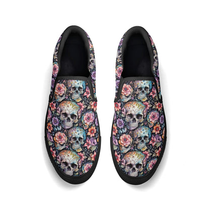 Mens Pastel Floral and Skulls Rubber Slip On Shoes DeRose Seasonal