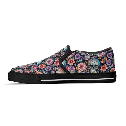 Mens Pastel Floral and Skulls Rubber Slip On Shoes DeRose Seasonal