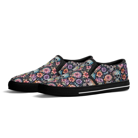 Mens Pastel Floral and Skulls Rubber Slip On Shoes DeRose Seasonal