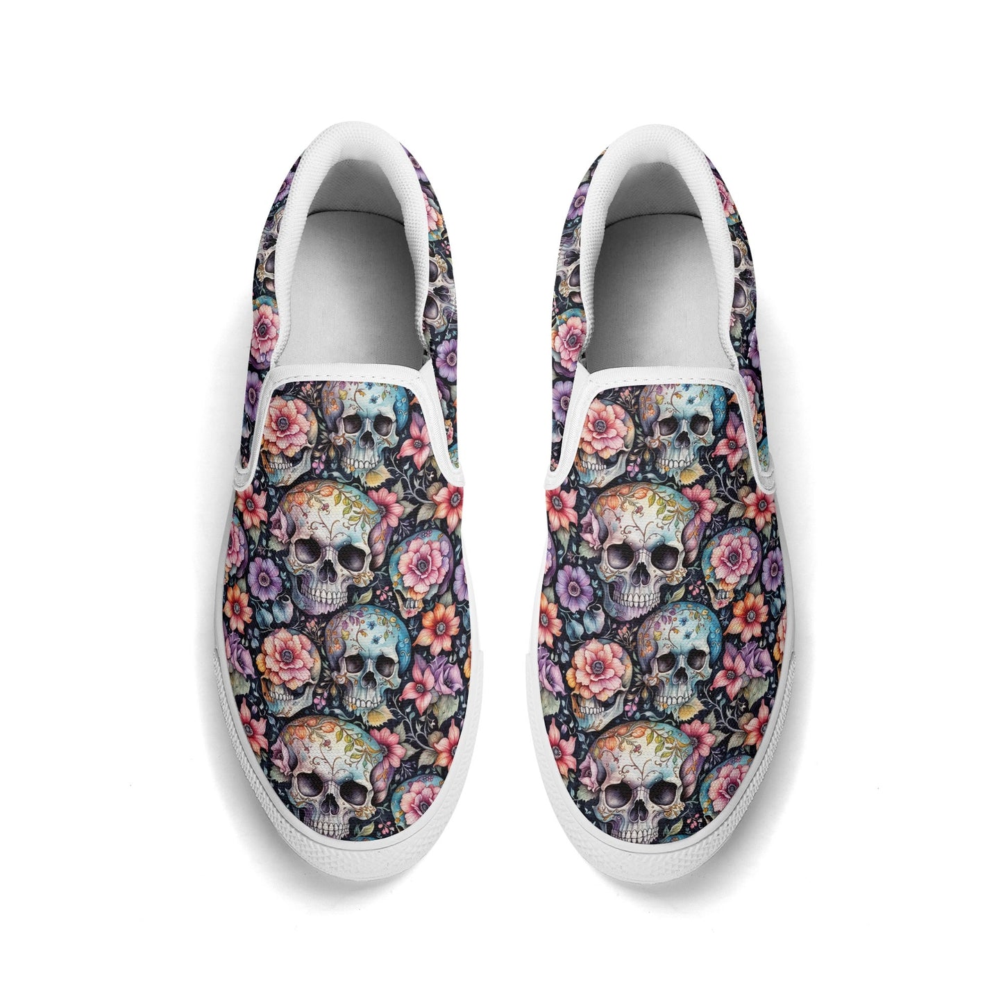 Mens Pastel Floral and Skulls Rubber Slip On Shoes DeRose Seasonal