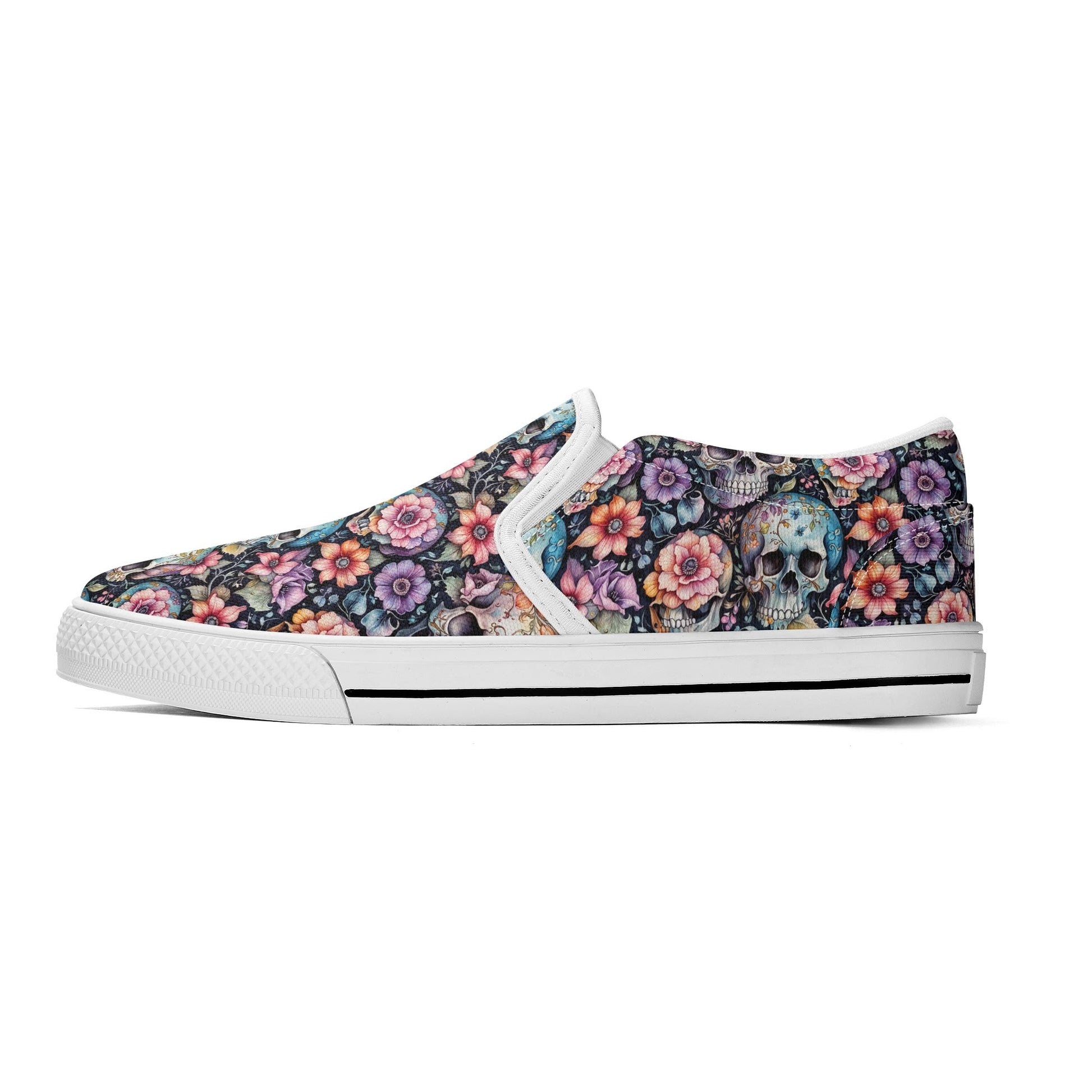 Mens Pastel Floral and Skulls Rubber Slip On Shoes DeRose Seasonal