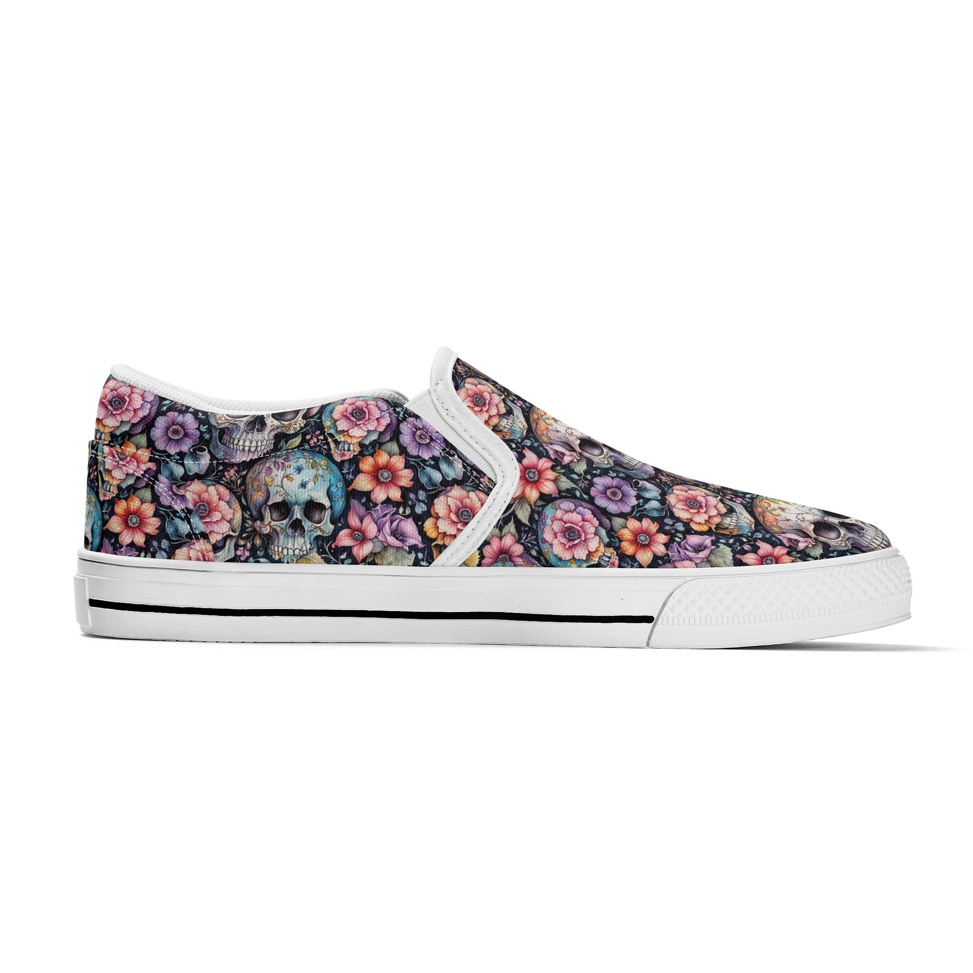 Mens Pastel Floral and Skulls Rubber Slip On Shoes DeRose Seasonal