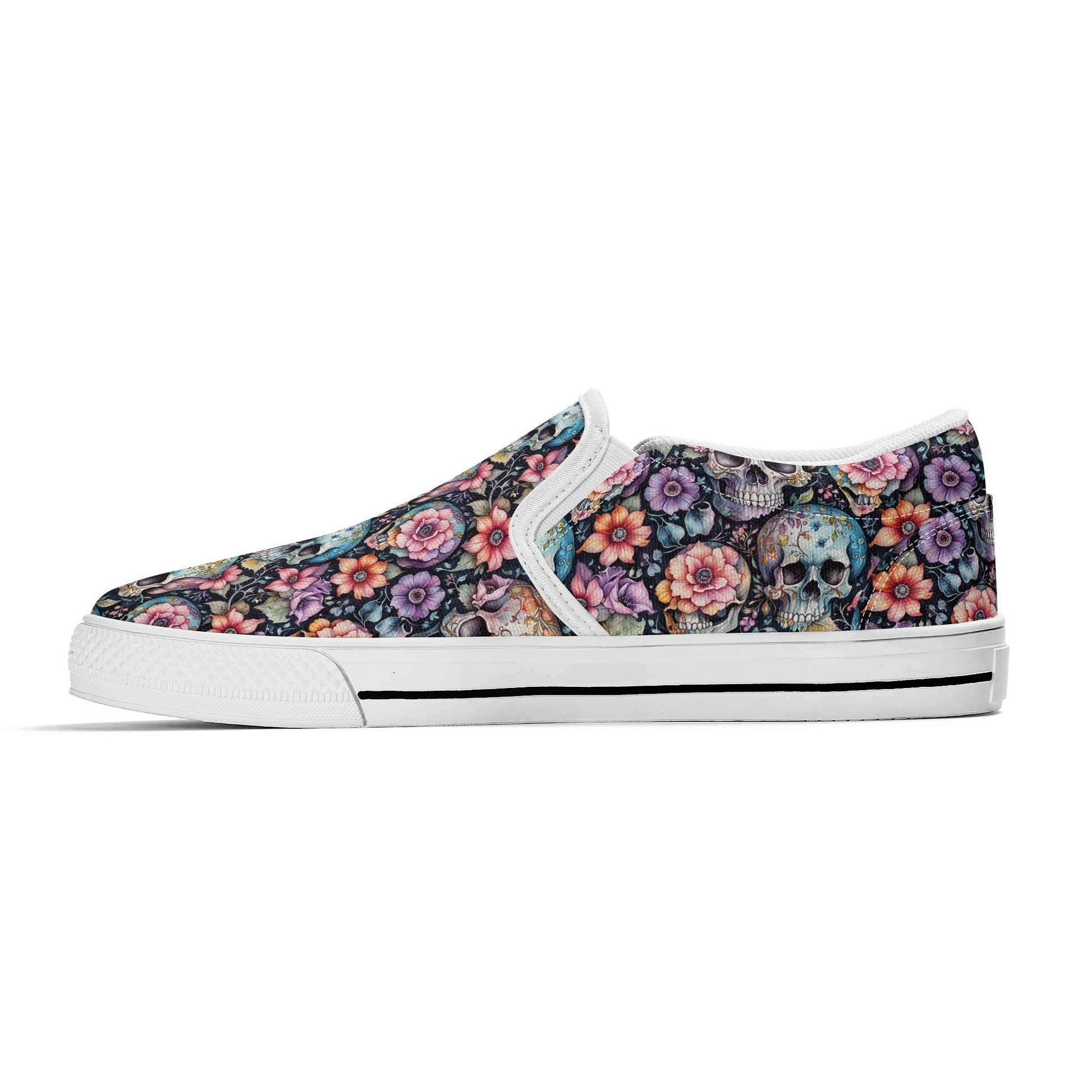 Mens Pastel Floral and Skulls Rubber Slip On Shoes DeRose Seasonal