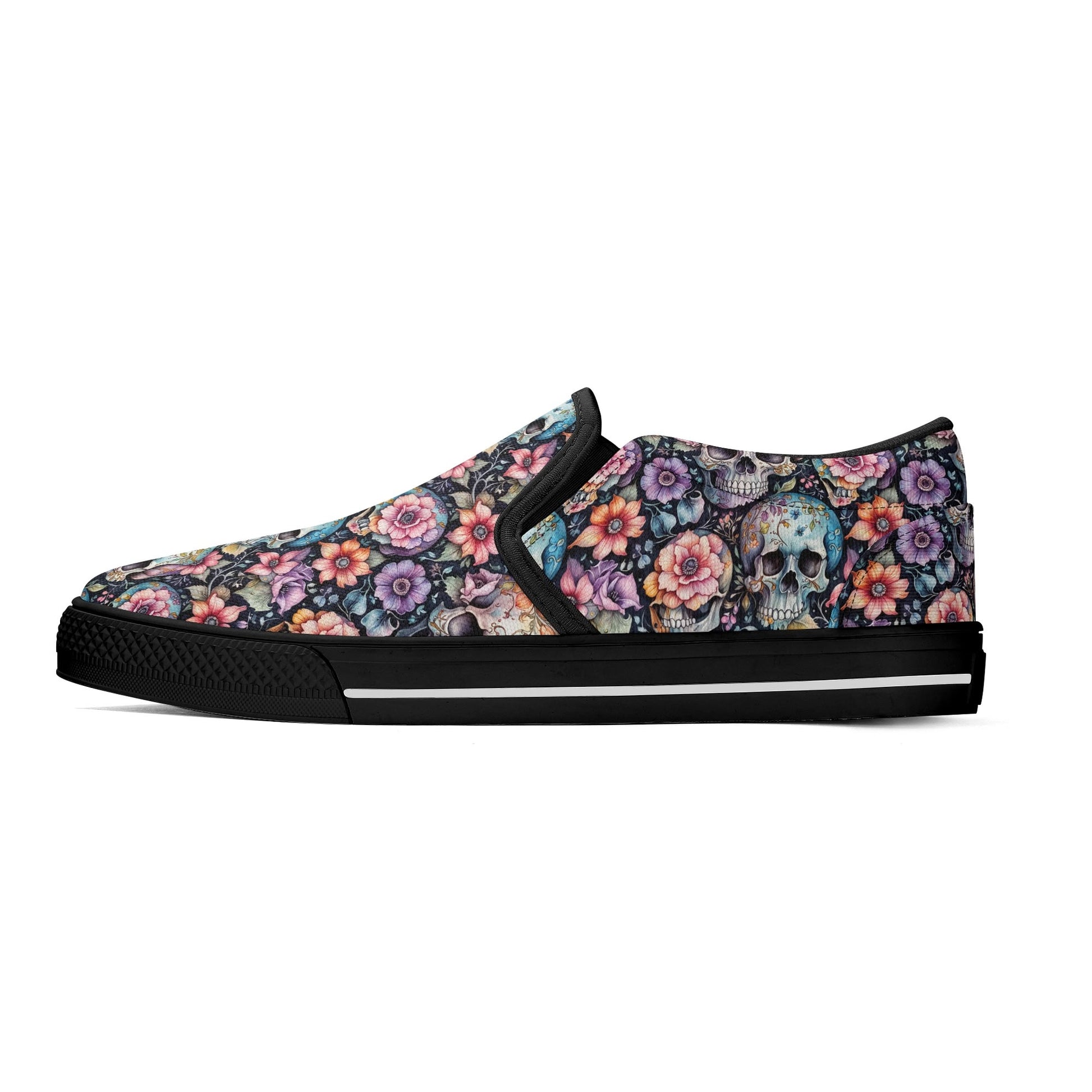 Mens Pastel Floral and Skulls Rubber Slip On Shoes DeRose Seasonal