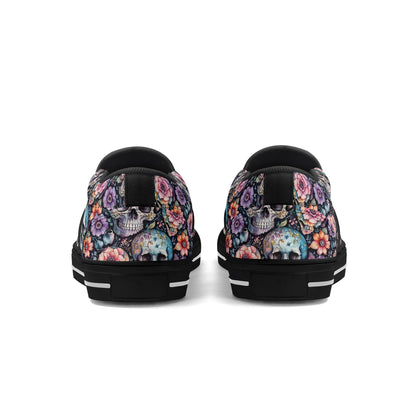 Mens Pastel Floral and Skulls Rubber Slip On Shoes DeRose Seasonal