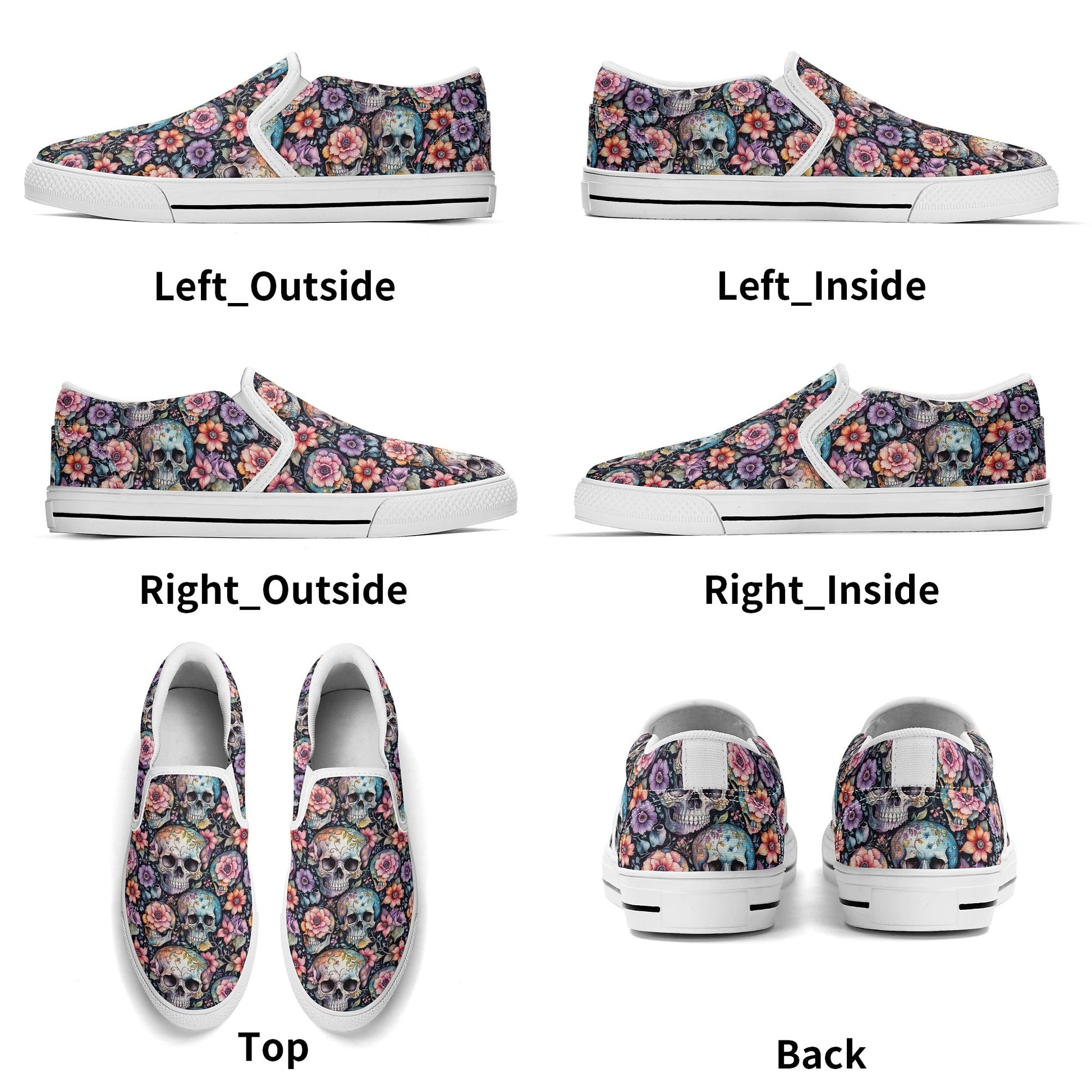 Mens Pastel Floral and Skulls Rubber Slip On Shoes DeRose Seasonal