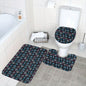 Party Snowflake Bathroom Four-Piece Set(Shower Curtain + Toilet Cover Mat + Toilet Foot Mat + Floor Mat)| Polyester DeRose Seasonal