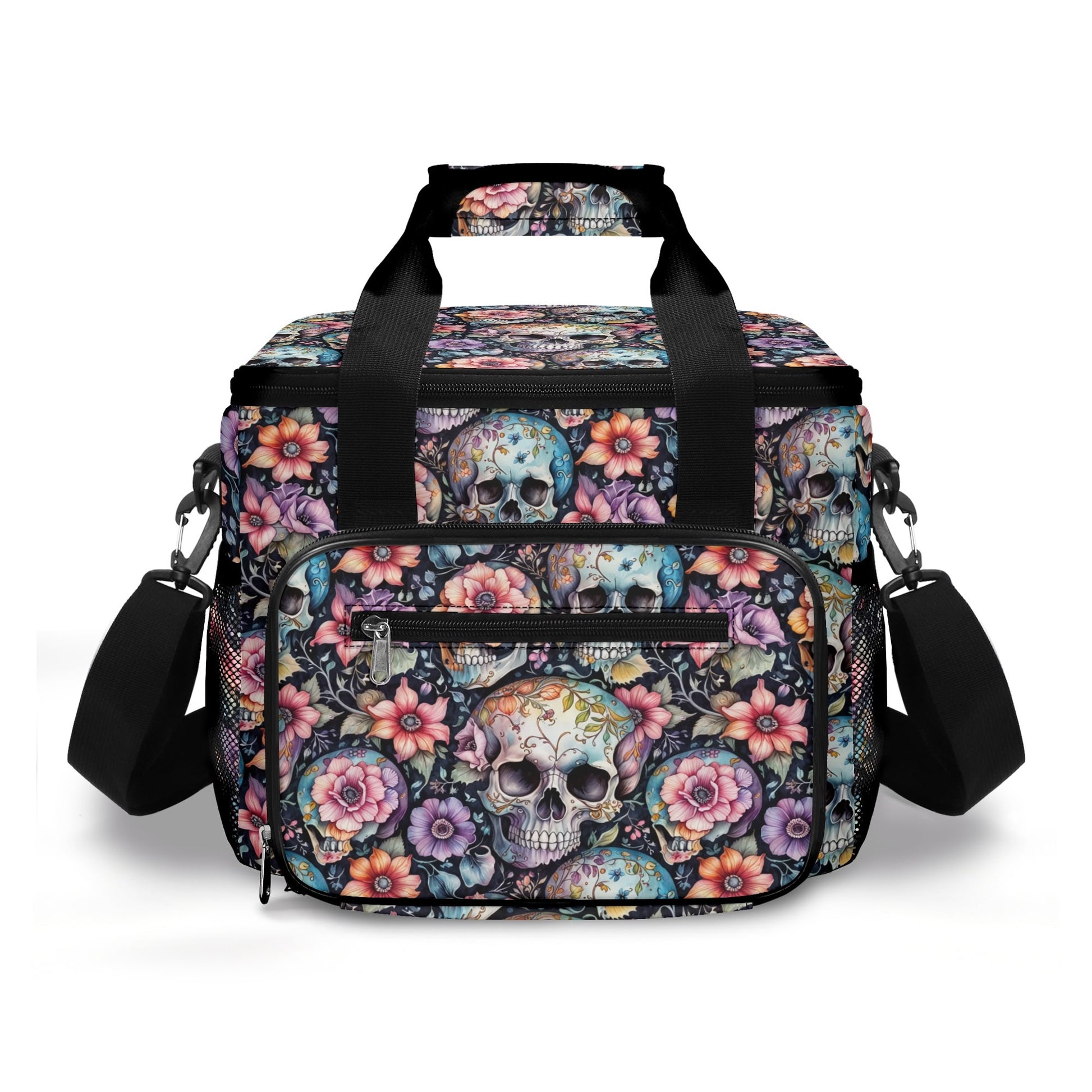 Pastel Floral and Skulls Insulated Leakproof Cooler Bag Lunch Box DeRose Seasonal