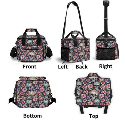 Pastel Floral and Skulls Insulated Leakproof Cooler Bag Lunch Box DeRose Seasonal