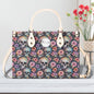 Pastel Floral and Skulls Luxury Women Leather Handbag DeRose Seasonal