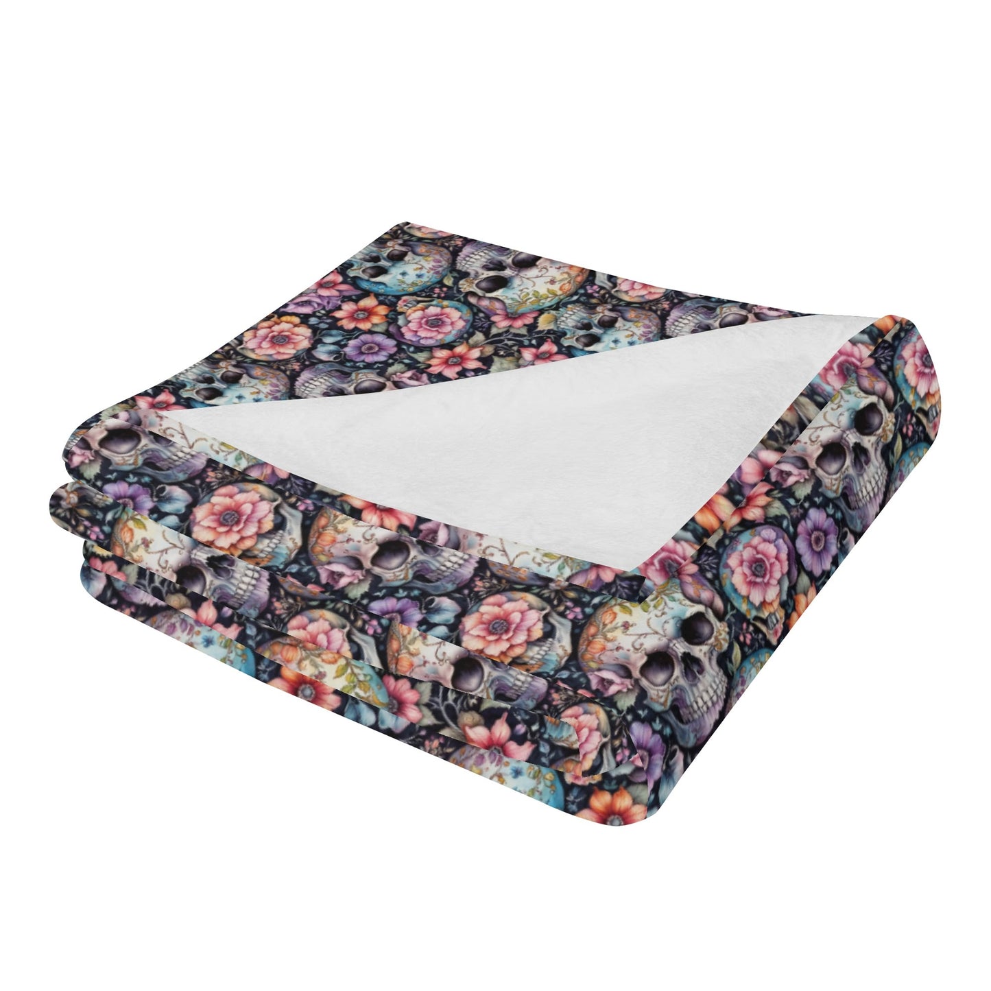 Pastel and Floral Skulls Flannel Breathable Blanket 4 Sizes DeRose Seasonal