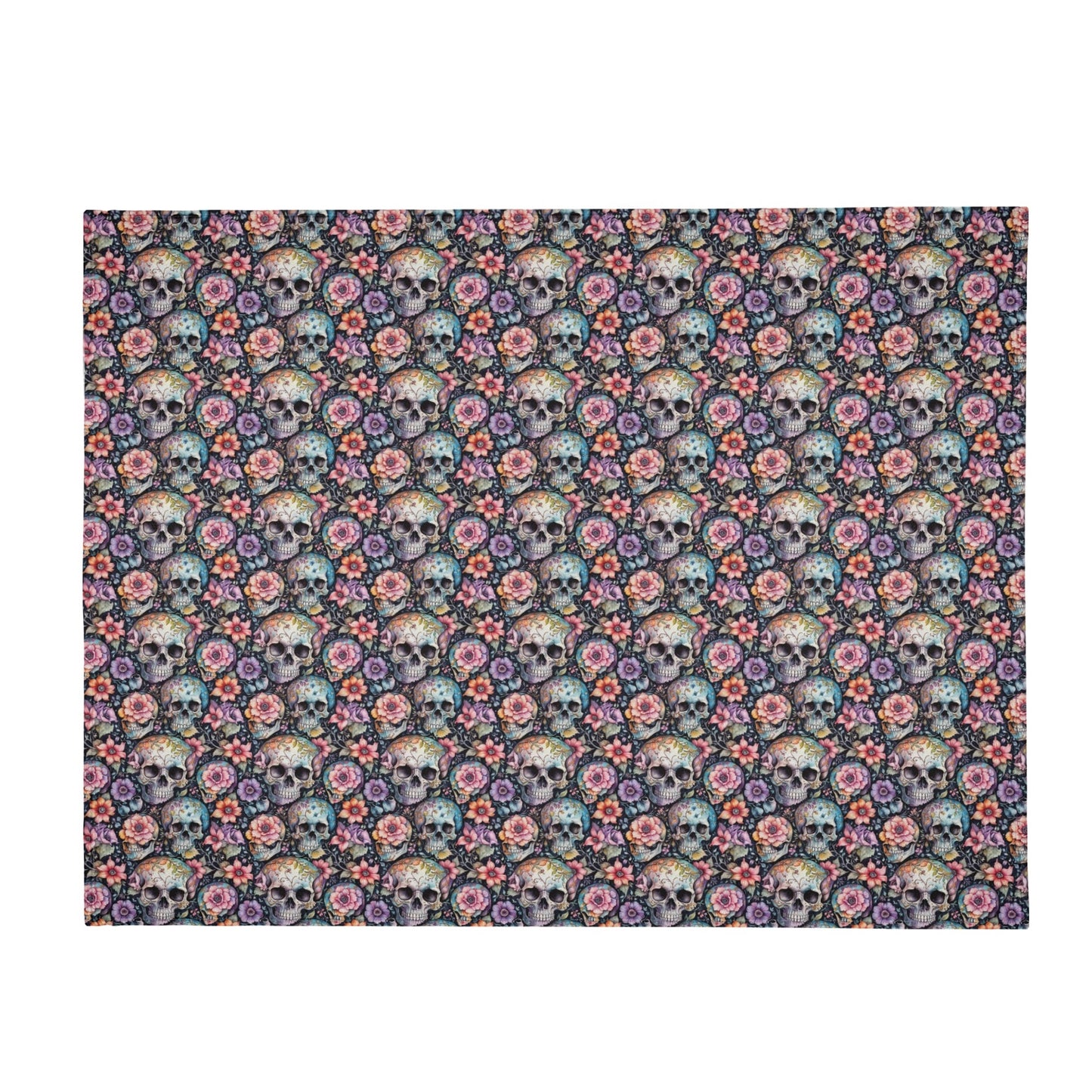 Pastel and Floral Skulls Flannel Breathable Blanket 4 Sizes DeRose Seasonal