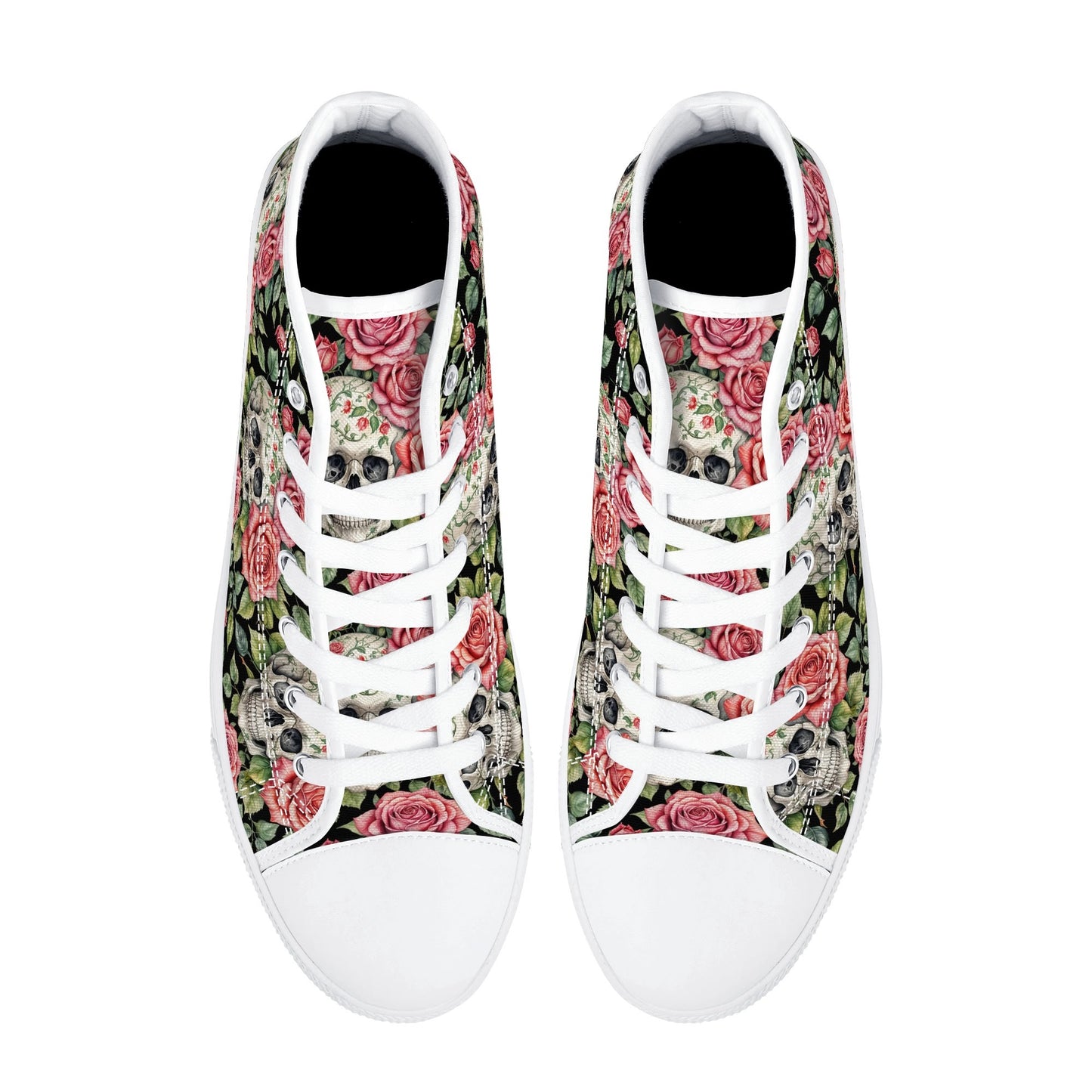 Pink Skulls Mens High Top Canvas Shoes DeRose Seasonal