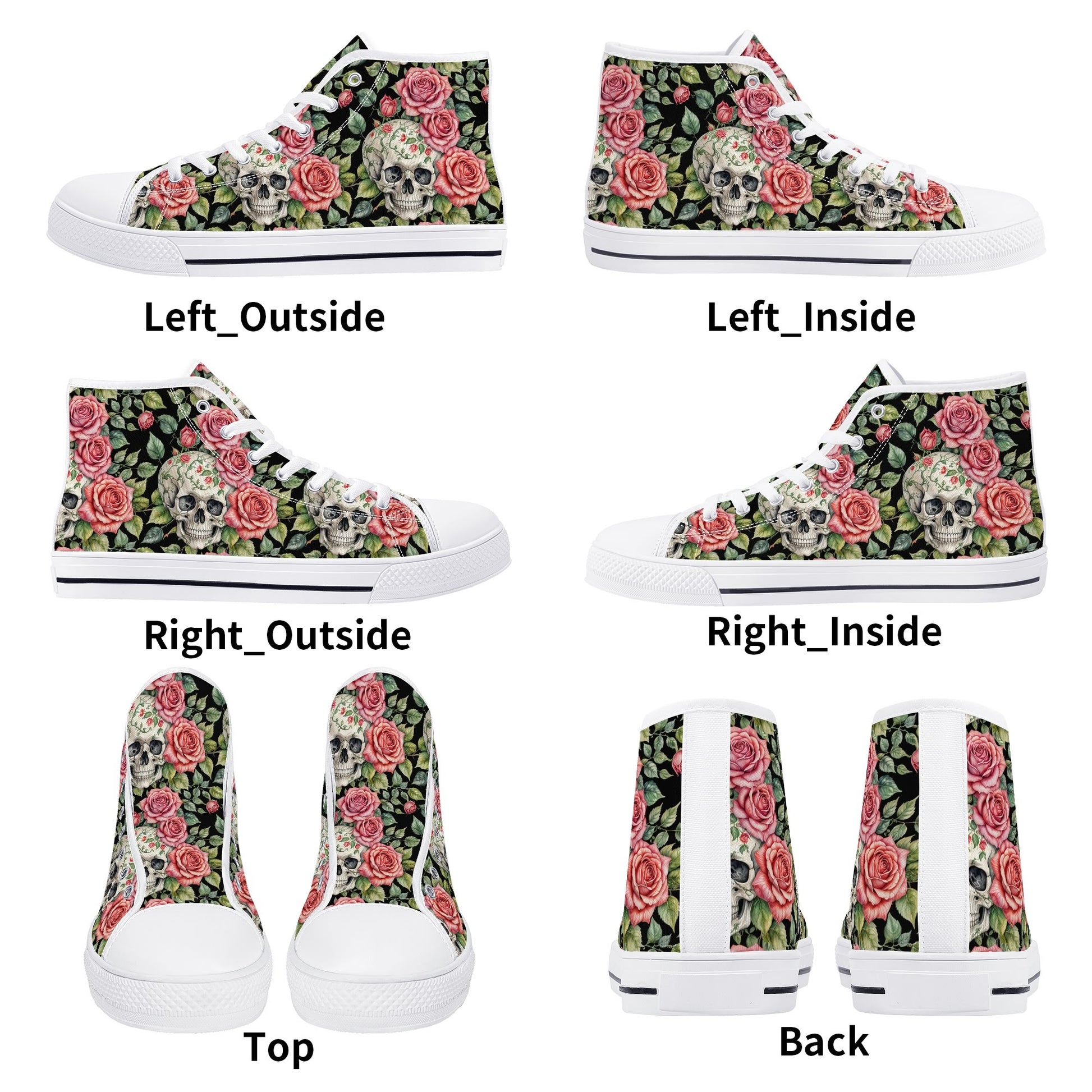 Pink Skulls Womens High Top Canvas Shoes DeRose Seasonal