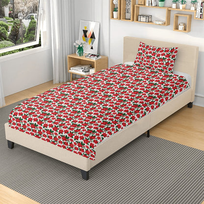 Poinsettia Floral 3 Pcs Beddings DeRose Seasonal