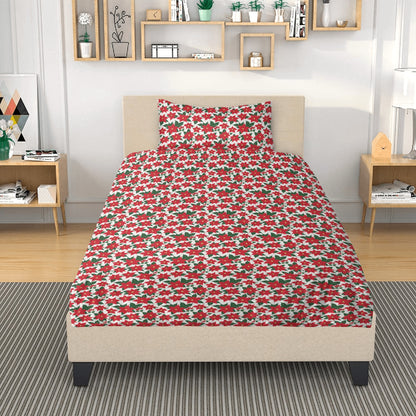 Poinsettia Floral 3 Pcs Beddings DeRose Seasonal