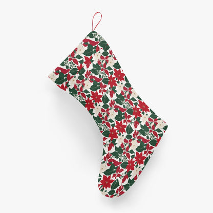 Poinsettia Flowers Christmas Santa Stockings DeRose Seasonal