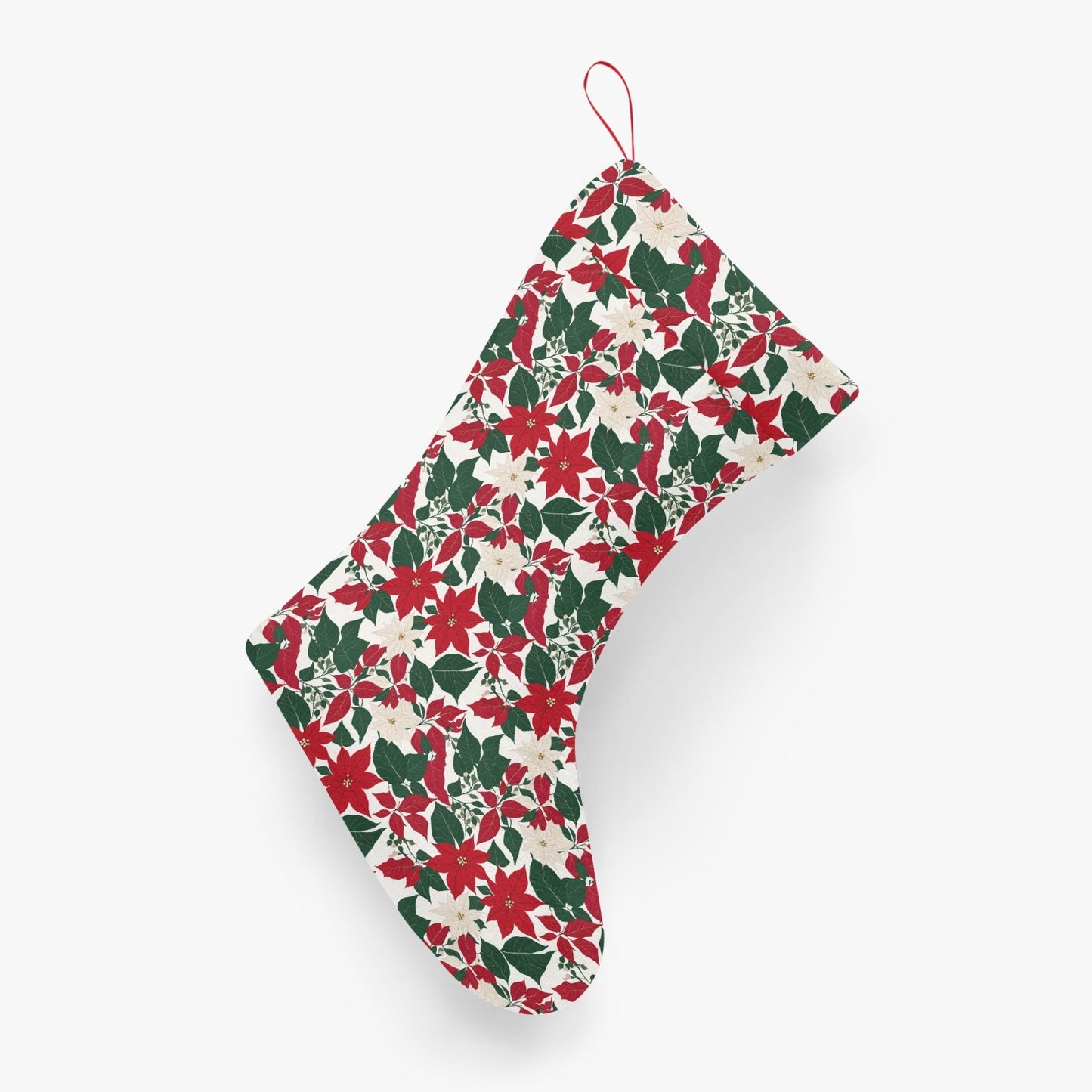 Poinsettia Flowers Christmas Santa Stockings DeRose Seasonal