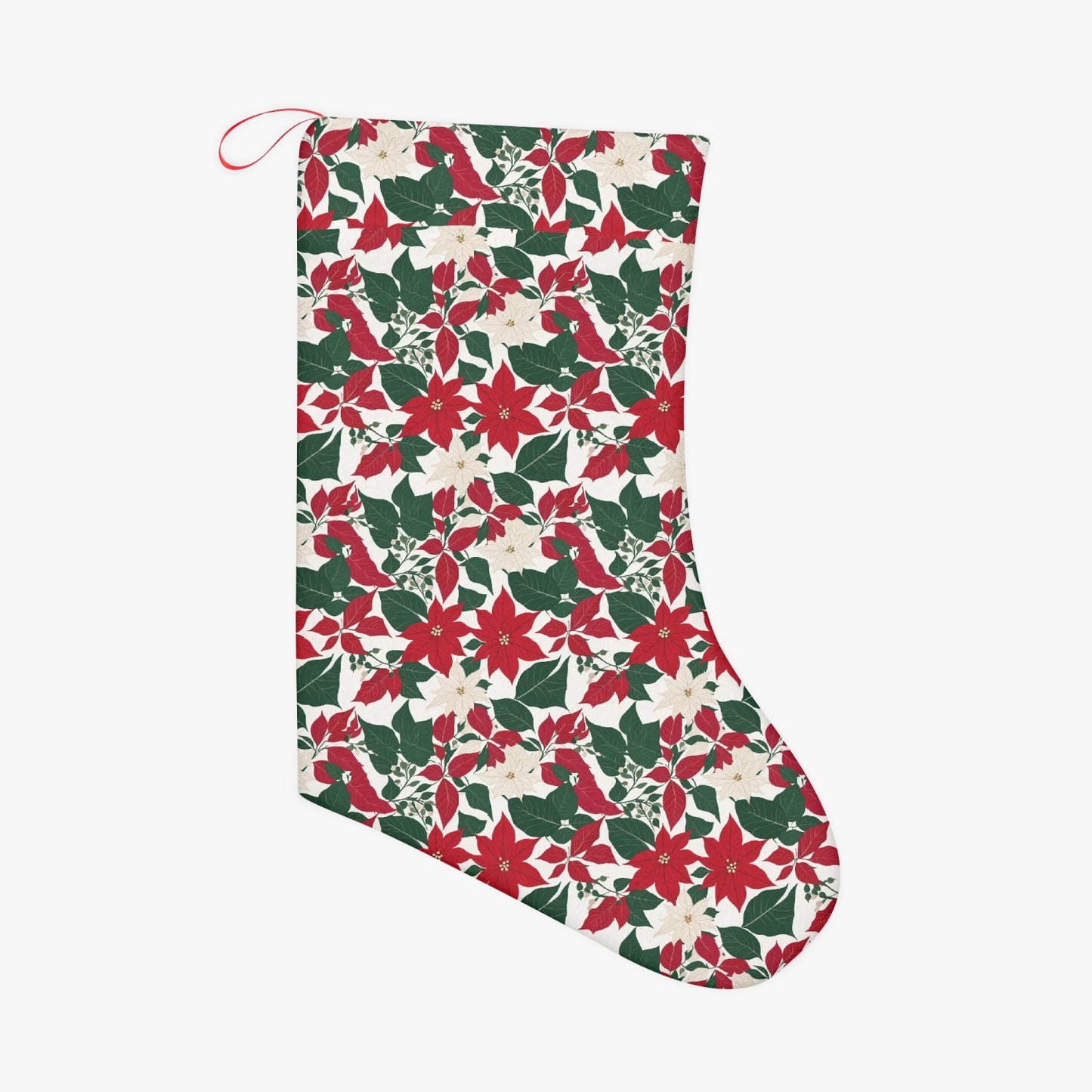 Poinsettia Flowers Christmas Santa Stockings DeRose Seasonal