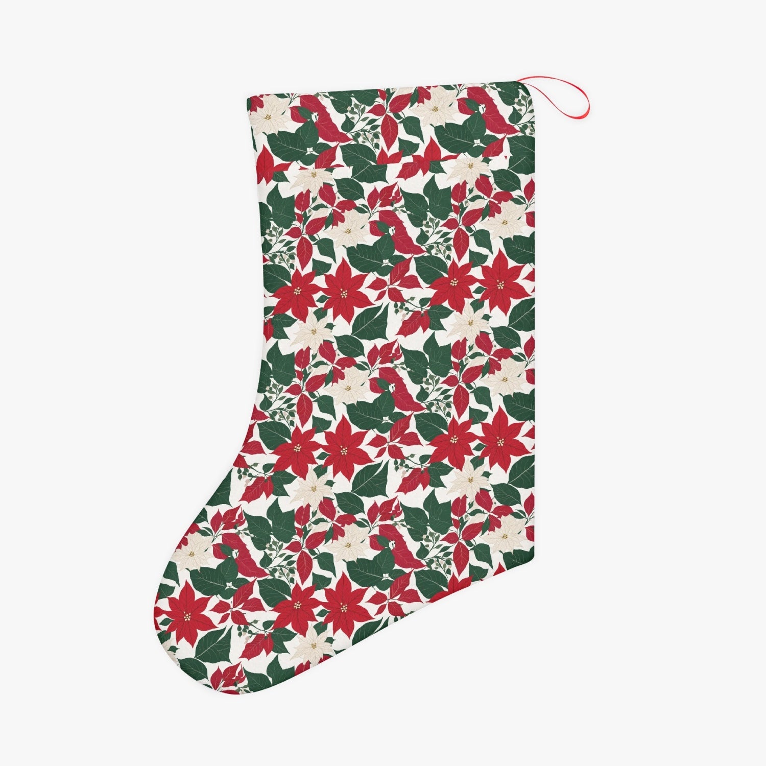 Poinsettia Flowers Christmas Santa Stockings DeRose Seasonal