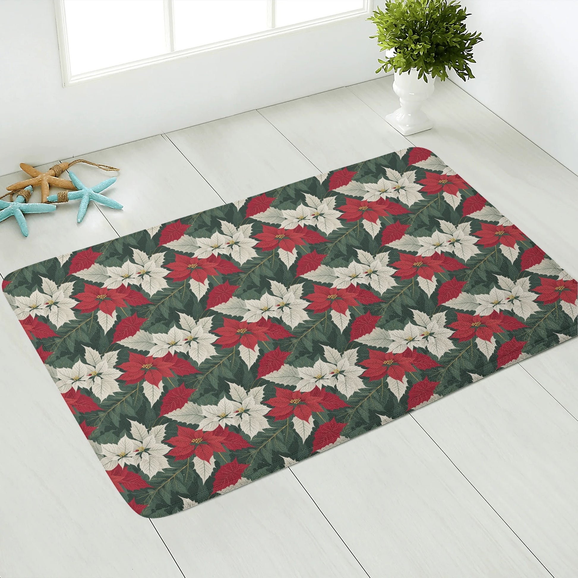 Poinsettia Plush Doormat DeRose Seasonal