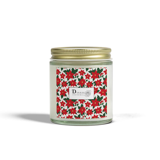 Poinsettia Scented Coconut Apricot Candles (4oz, 9oz) DeRose Seasonal