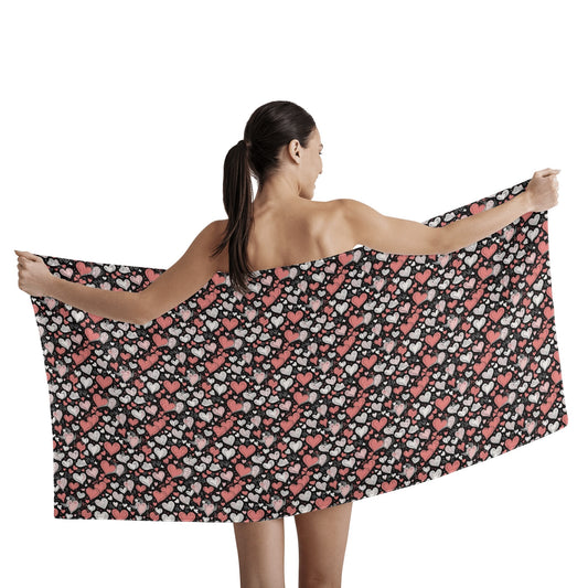 Red Hearts Bath Towel DeRose Seasonal