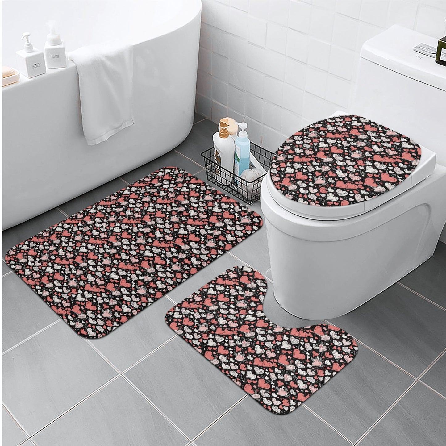 Red Hearts Bathroom Toilet Set DeRose Seasonal