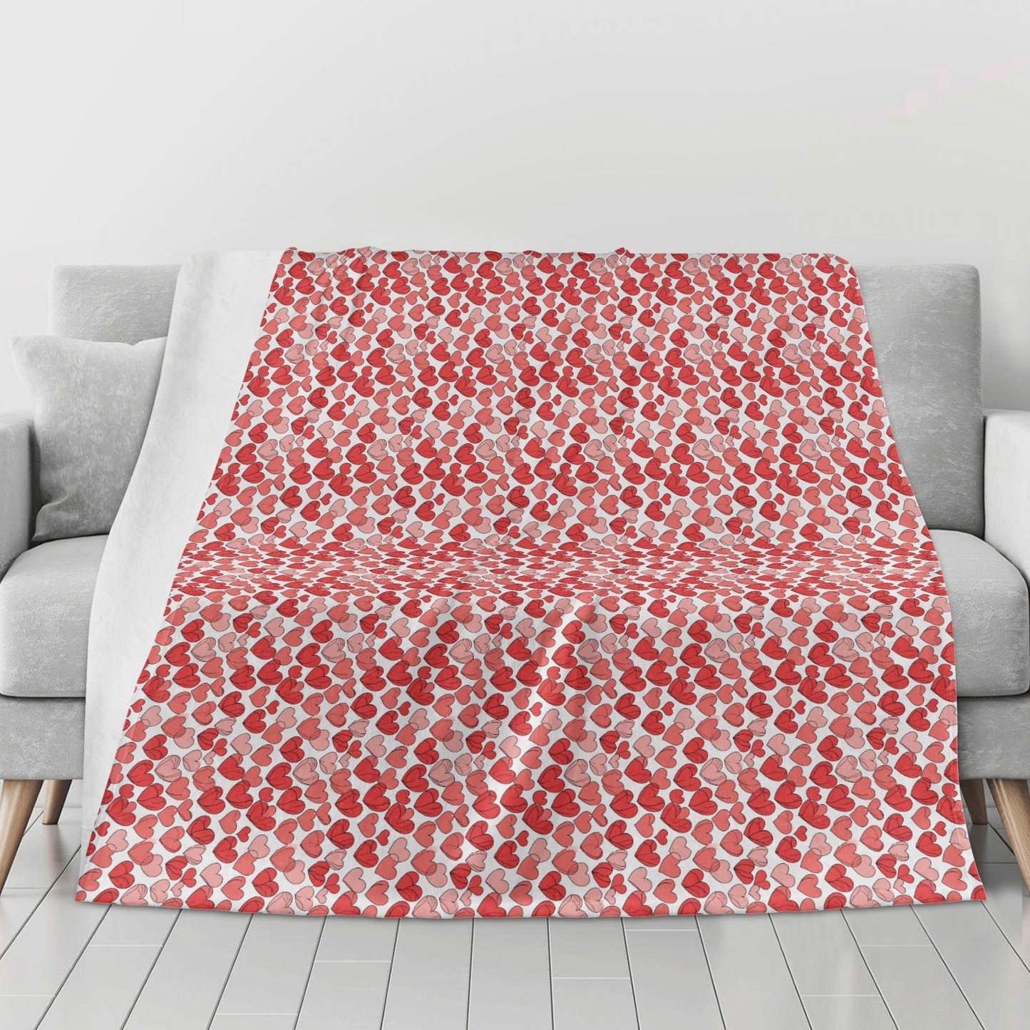 Red Little Hearts Flannel Breathable Blanket 4 Sizes DeRose Seasonal