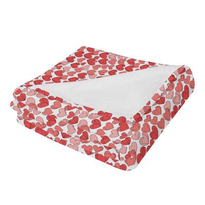 Red Little Hearts Flannel Breathable Blanket 4 Sizes DeRose Seasonal