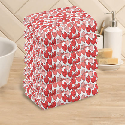 Red Little Hearts Hand Towels (6 Pcs) DeRose Seasonal