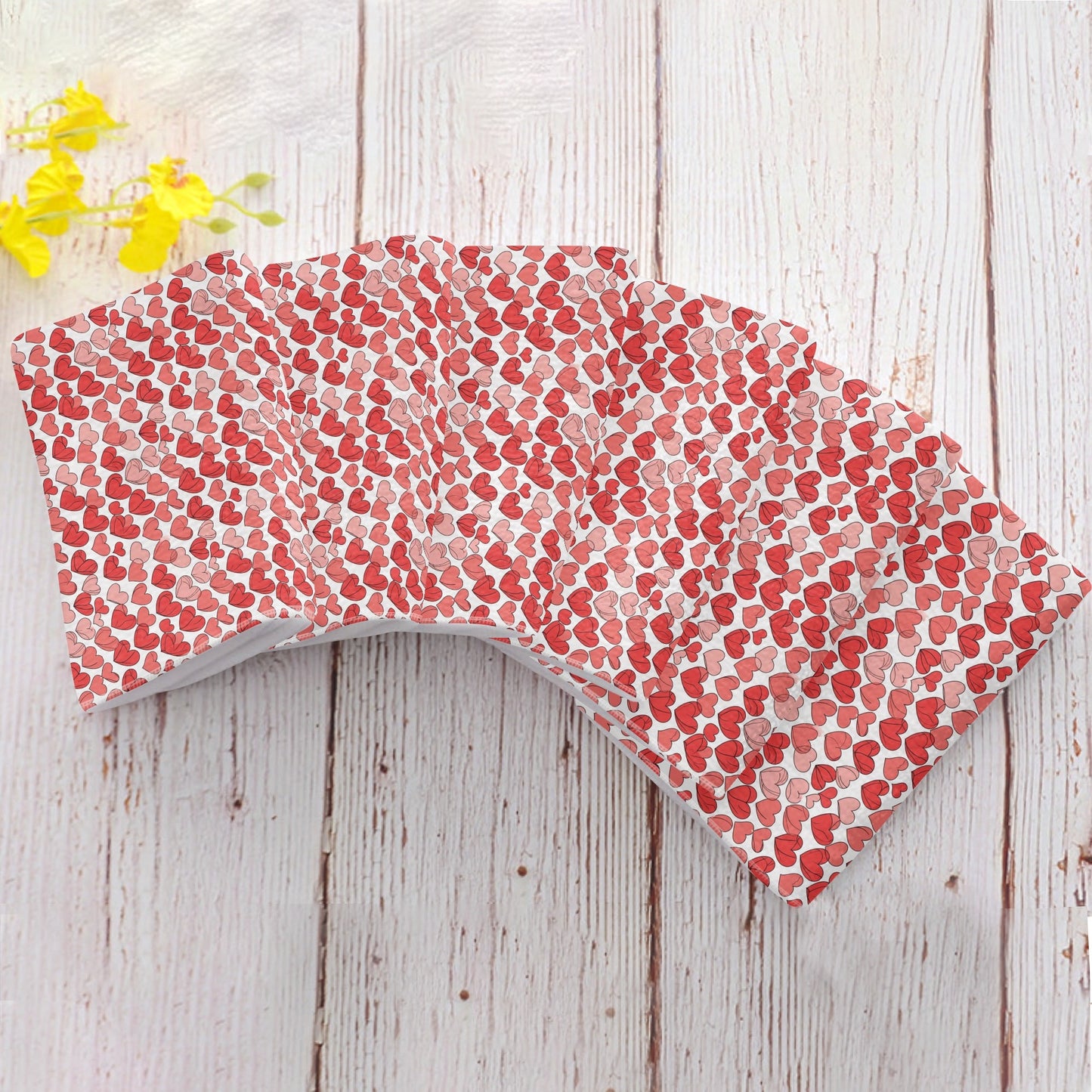 Red Little Hearts Hand Towels (6 Pcs) DeRose Seasonal