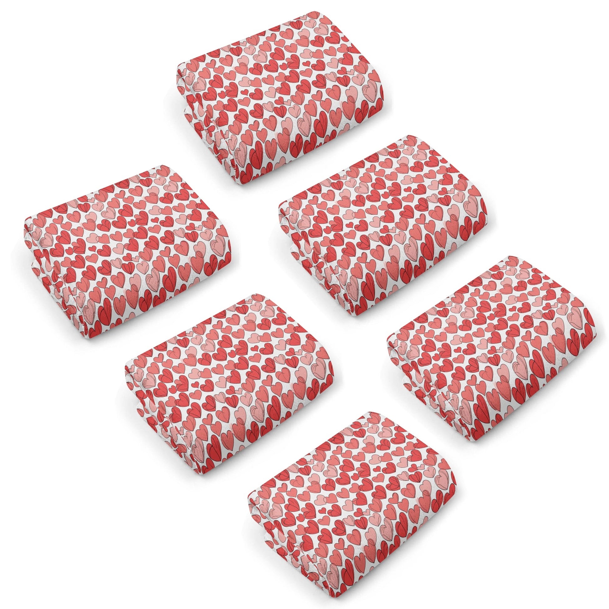 Red Little Hearts Hand Towels (6 Pcs) DeRose Seasonal