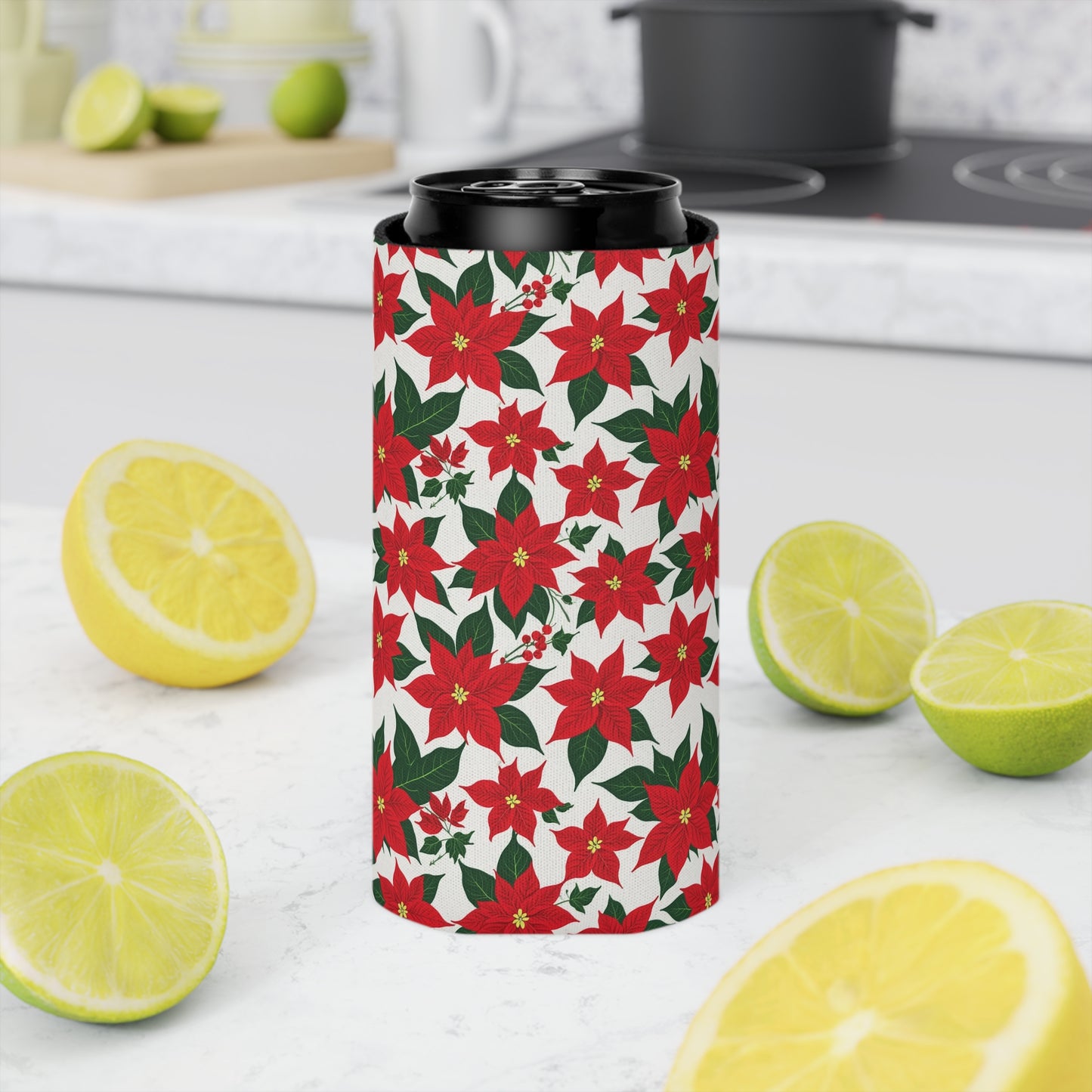 Red Poinsettia Can Cooler BOGO 50% Off DeRose Seasonal