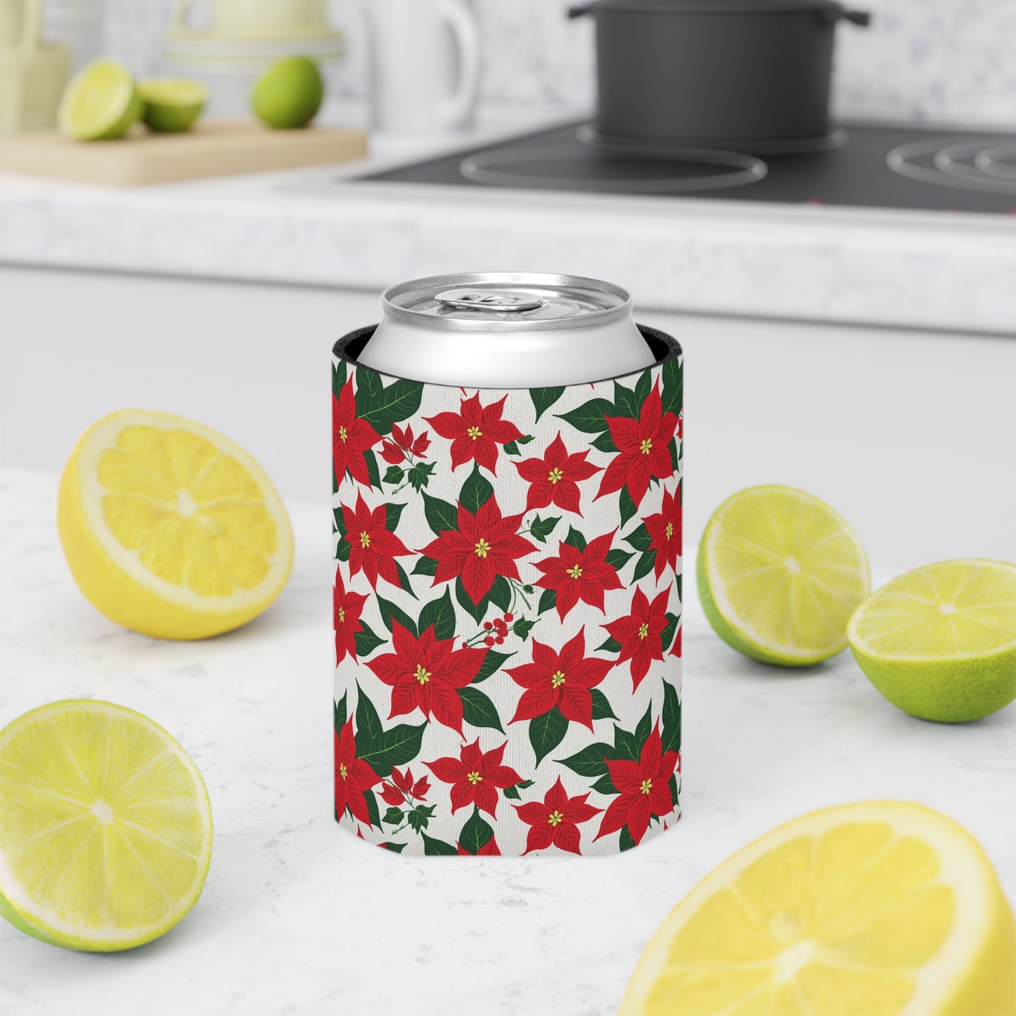 Red Poinsettia Can Cooler BOGO 50% Off DeRose Seasonal