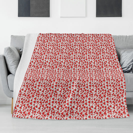 Red Scribble Hearts Flannel Breathable Blanket 4 Sizes DeRose Seasonal