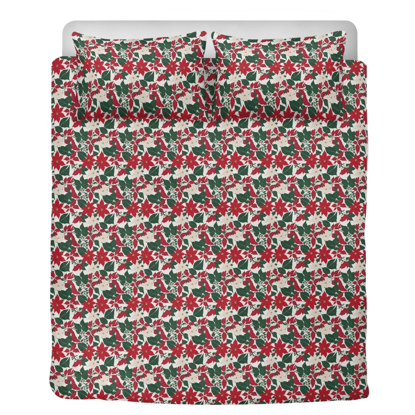 Red and White Poinsettia Flower3 Pcs Beddings DeRose Seasonal