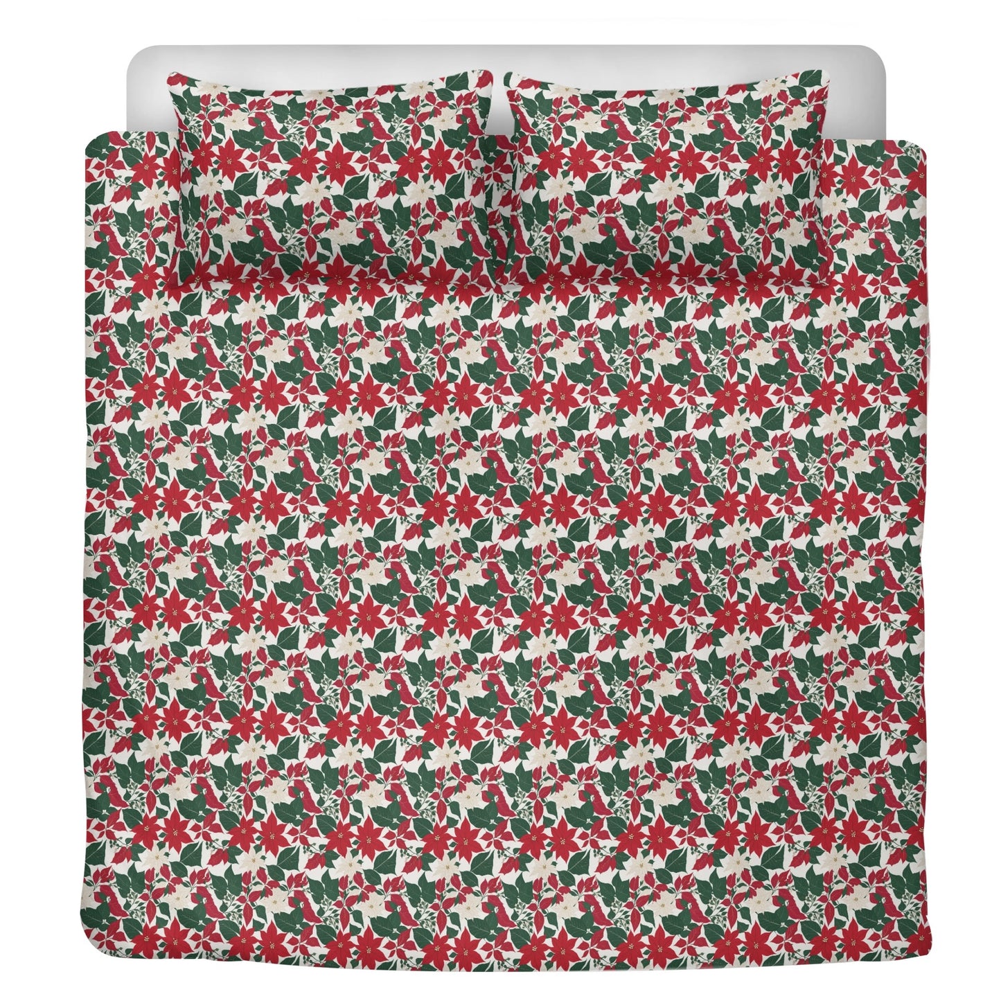 Red and White Poinsettia Flower3 Pcs Beddings DeRose Seasonal