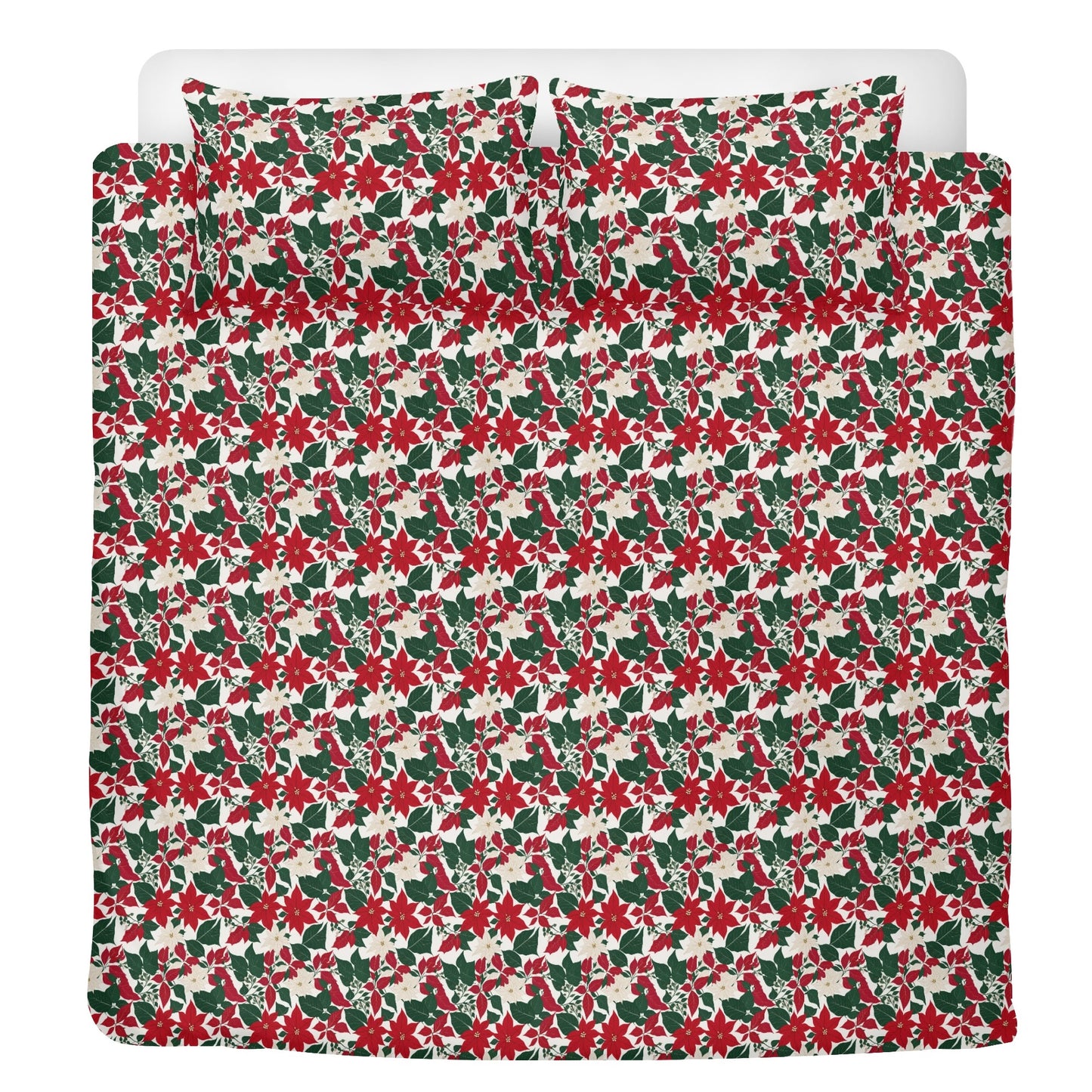 Red and White Poinsettia Flower3 Pcs Beddings DeRose Seasonal