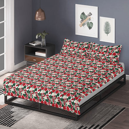 Red and White Poinsettia Flower3 Pcs Beddings DeRose Seasonal