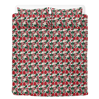 Red and White Poinsettia Flower3 Pcs Beddings DeRose Seasonal