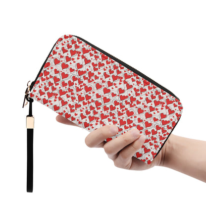 Scribble Hearts Leather Zipper Wristlet Wallet DeRose Seasonal