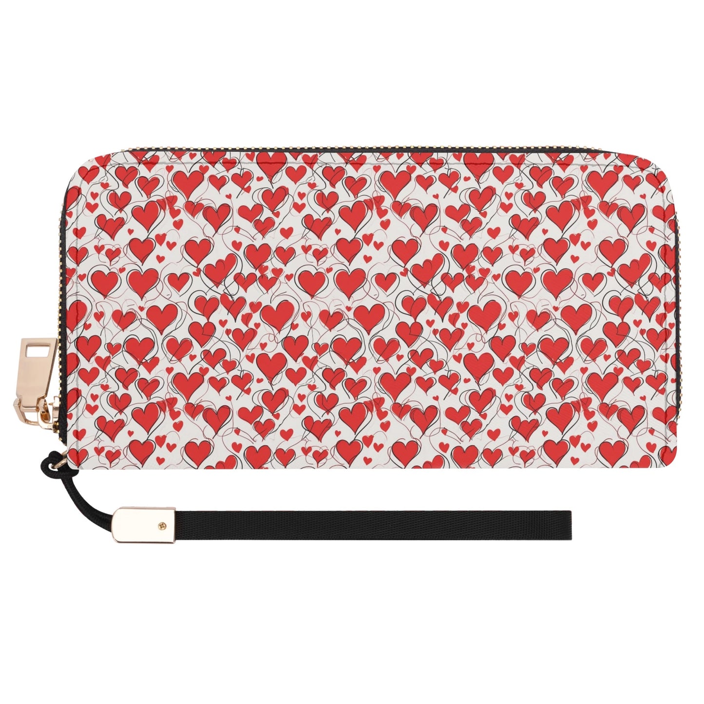 Scribble Hearts Leather Zipper Wristlet Wallet DeRose Seasonal