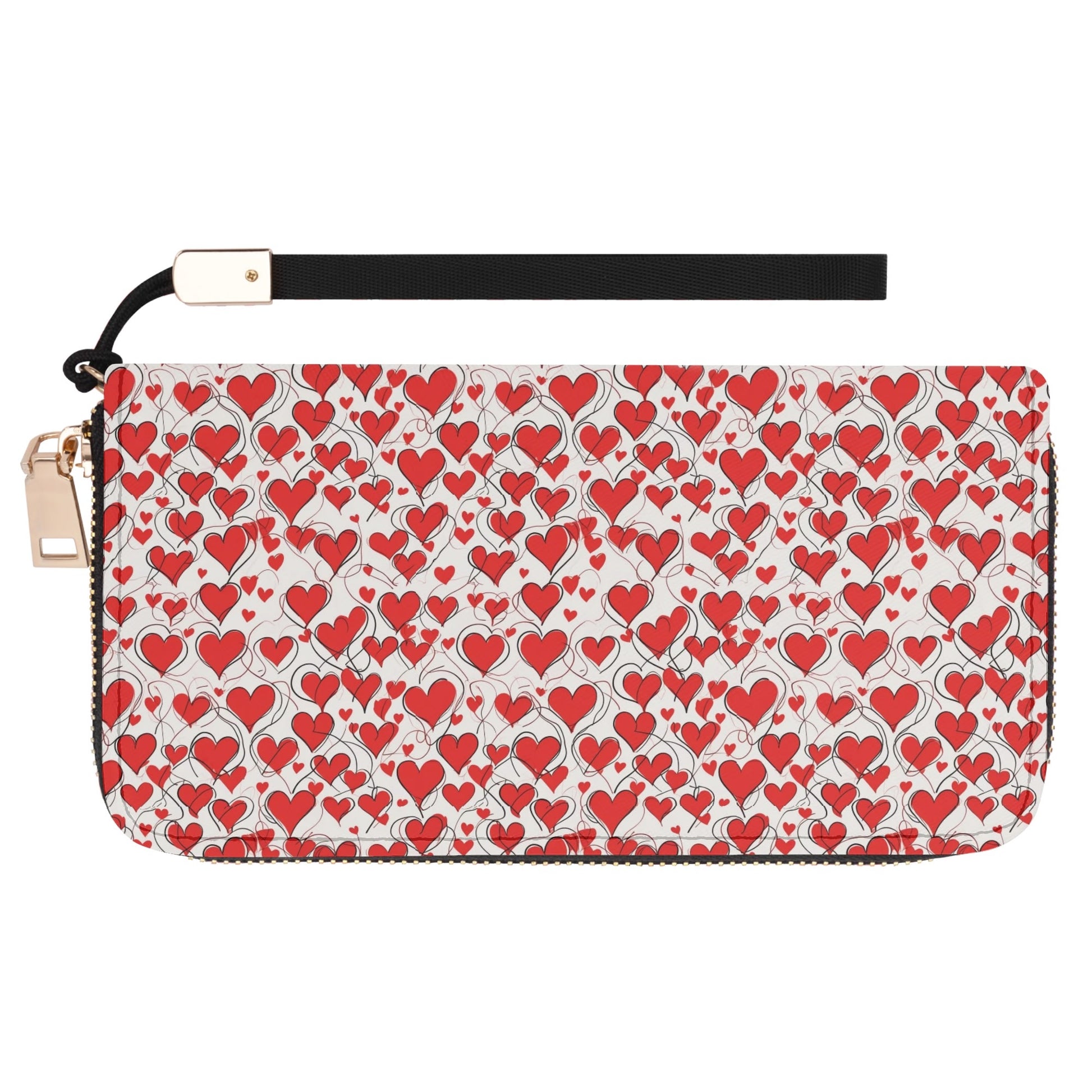 Scribble Hearts Leather Zipper Wristlet Wallet DeRose Seasonal