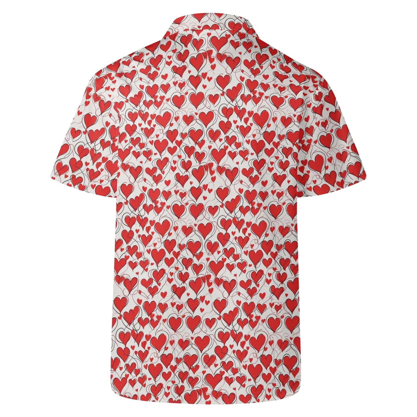 Scribble Hearts Mens Casual Hawaiian Shirt DeRose Seasonal