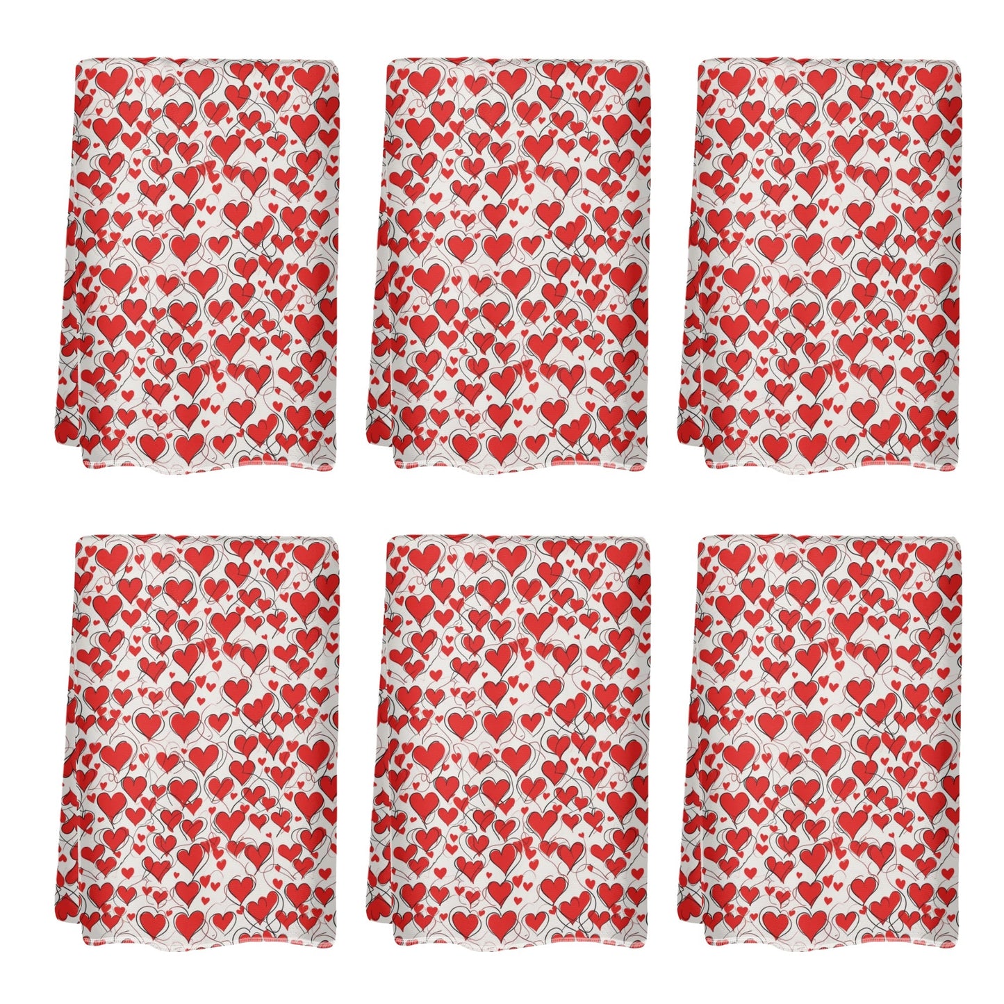 Scribbled Hearts Hand Towels (6 Pcs) DeRose Seasonal