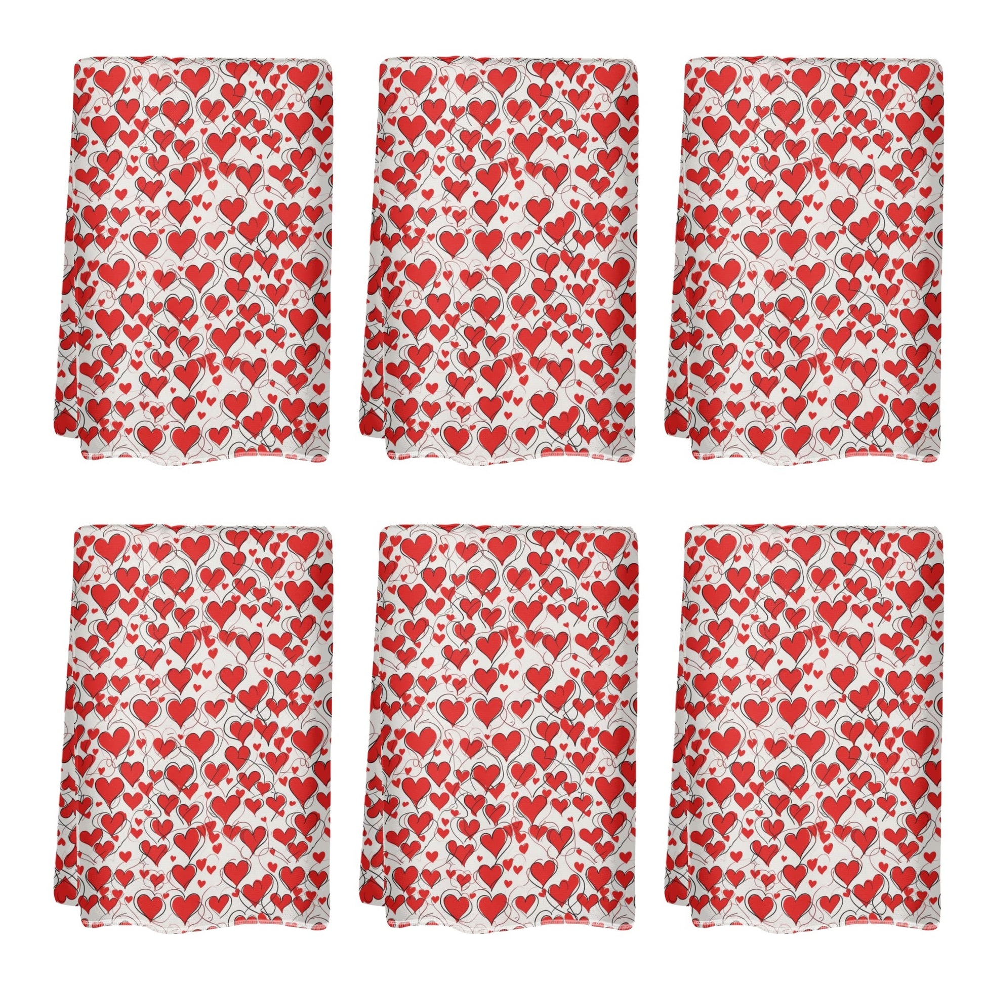 Scribbled Hearts Hand Towels (6 Pcs) DeRose Seasonal