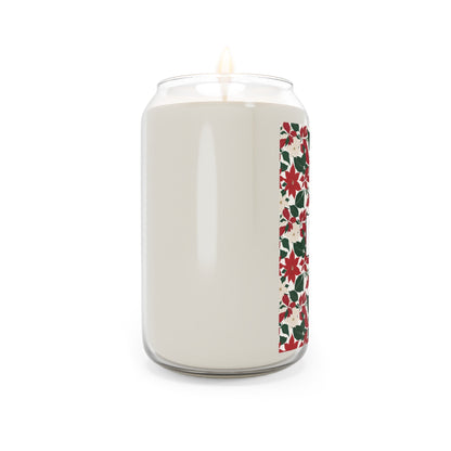 Seasonal Scented Candle with Red and White Poinsettia Flower Design - Perfect for Holidays DeRose Seasonal