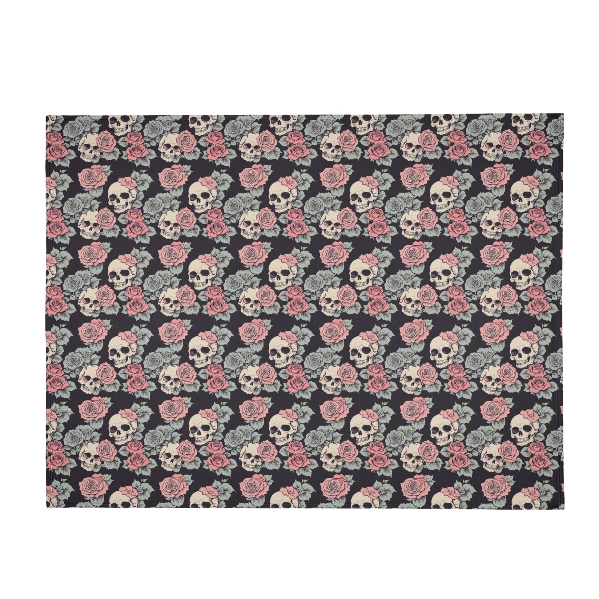 Skull and Pink Rose Flannel Breathable Blanket 4 Sizes DeRose Seasonal