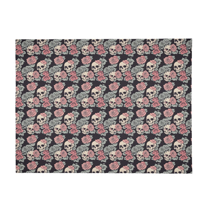 Skull and Pink Rose Flannel Breathable Blanket 4 Sizes DeRose Seasonal